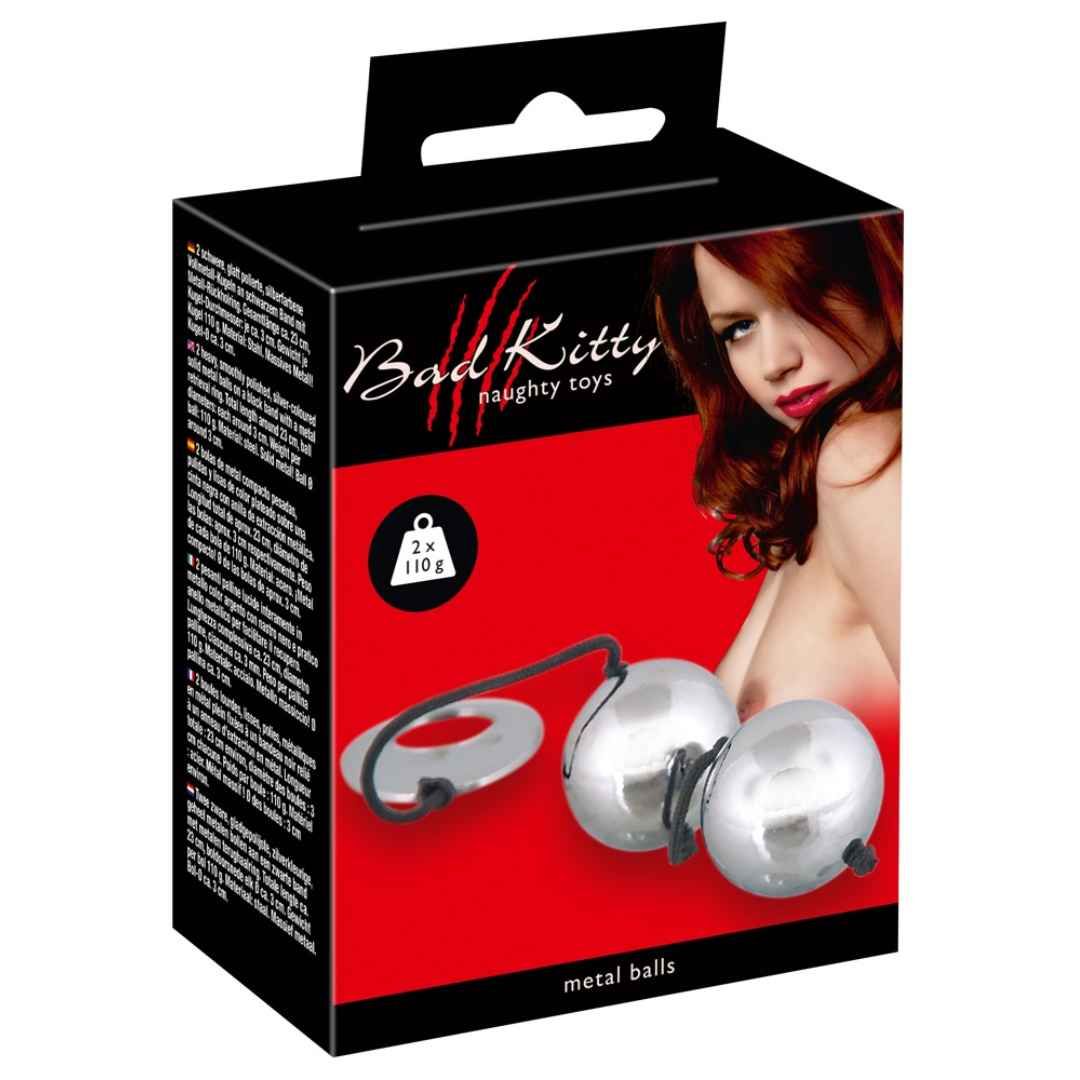Liebeskugel-Duo aus Metall, 110g je Kugel | Beckenbodentraining für Expertinnen | Bad Kitty