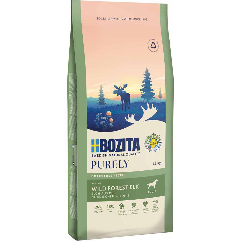Bozita - Dog Purely - Kornfri med elg11kg