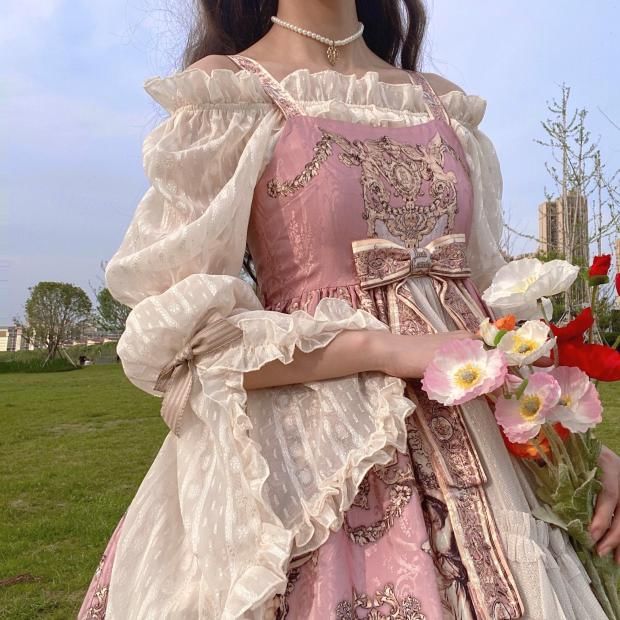 Pachelbel - Blouse met pofmouwen, kant en strik