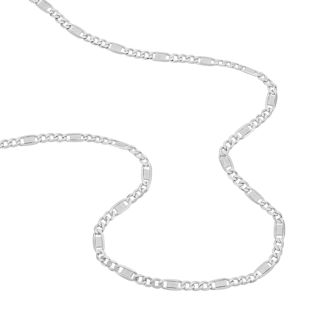 Collier Jeremi Maille Alternee 1/3 Et Plaquettes Argent Blanc