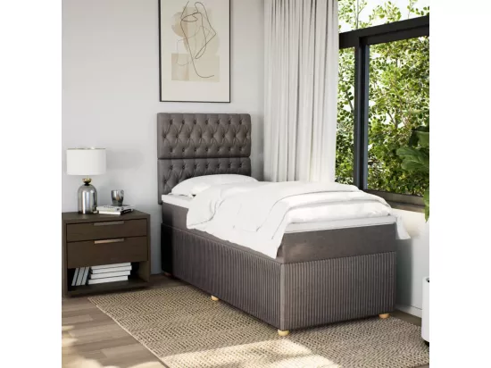 Sommier à lattes de lit avec matelas Taupe 90x190 cm Tissu