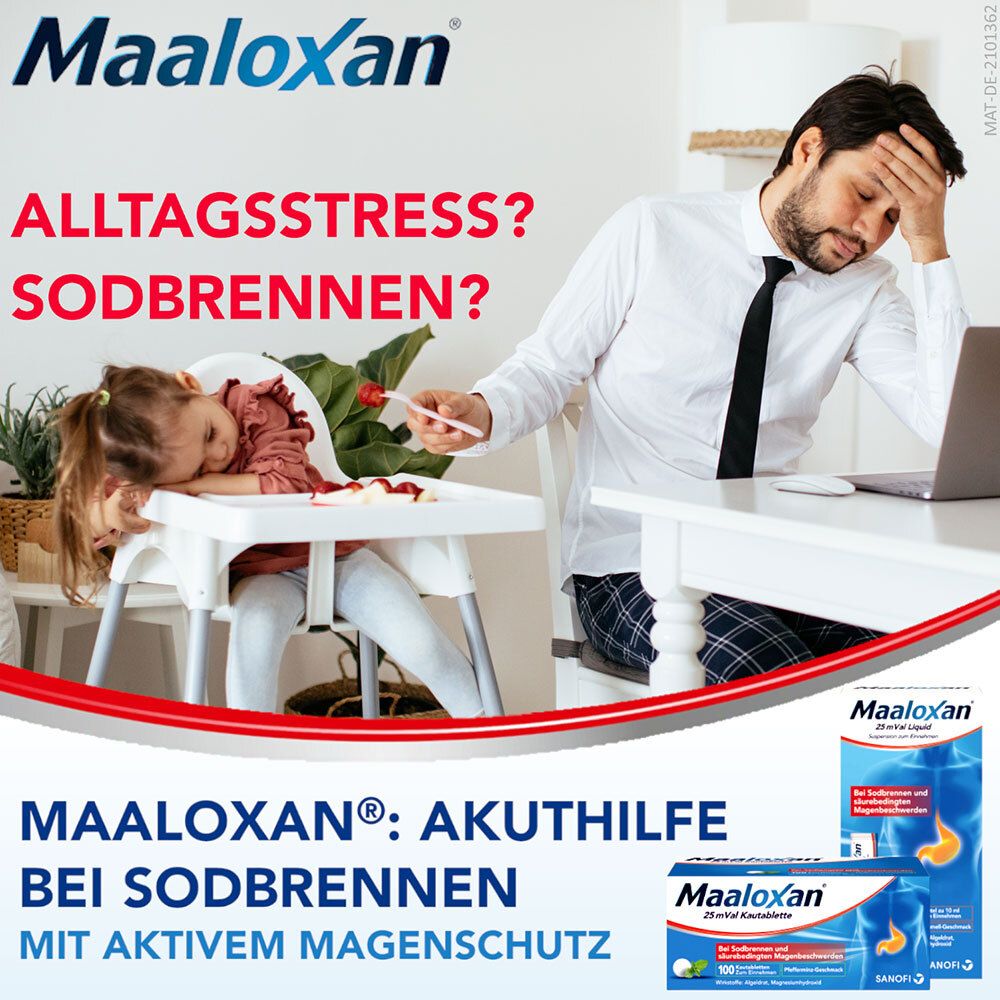 MAALOXAN®  Kautabletten bei Sodbrennen mit Magenschmerzen