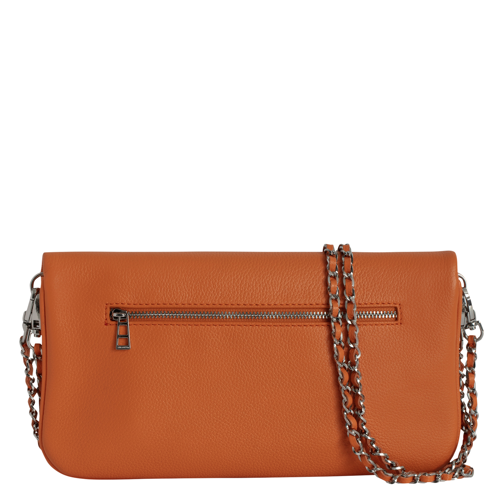 ROCK - Pochette en cuir chaînes en métal | Orange