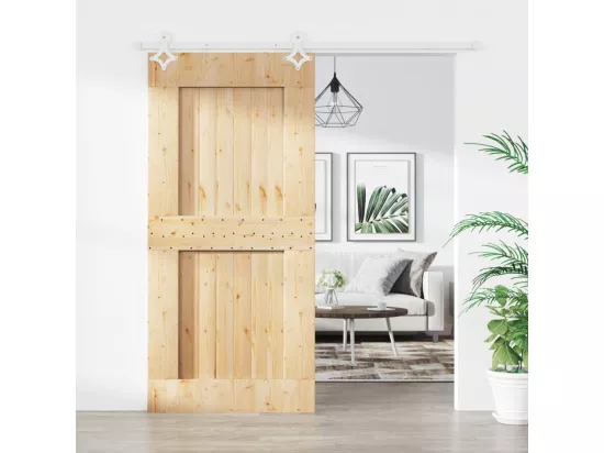 Porte coulissante et kit de quincaillerie 95x210 cm pin massif