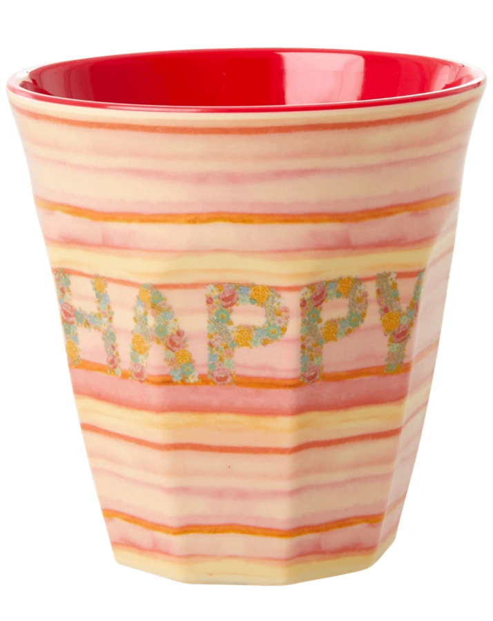 Melamin-Becher HAPPY MEDIUM in rosa/rot