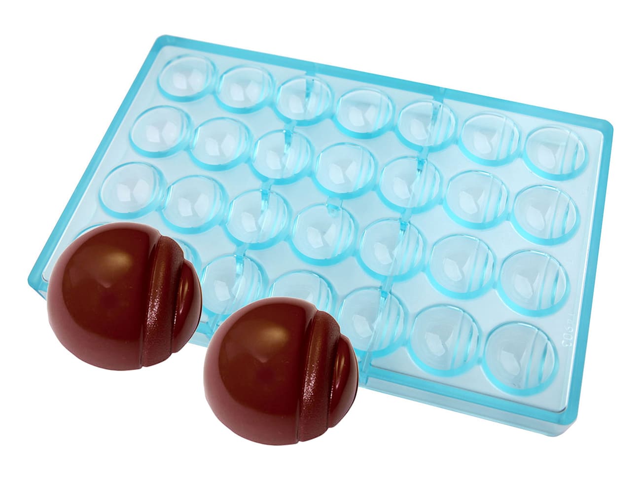 Moule chocolat - 28 demi-sphère striées Ø 3,2 cm - 27,5 x 17,5 cm