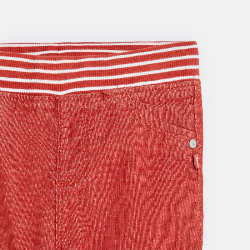 Pantalon velours milleraie taille élastiquée orange bébé garçon Orange