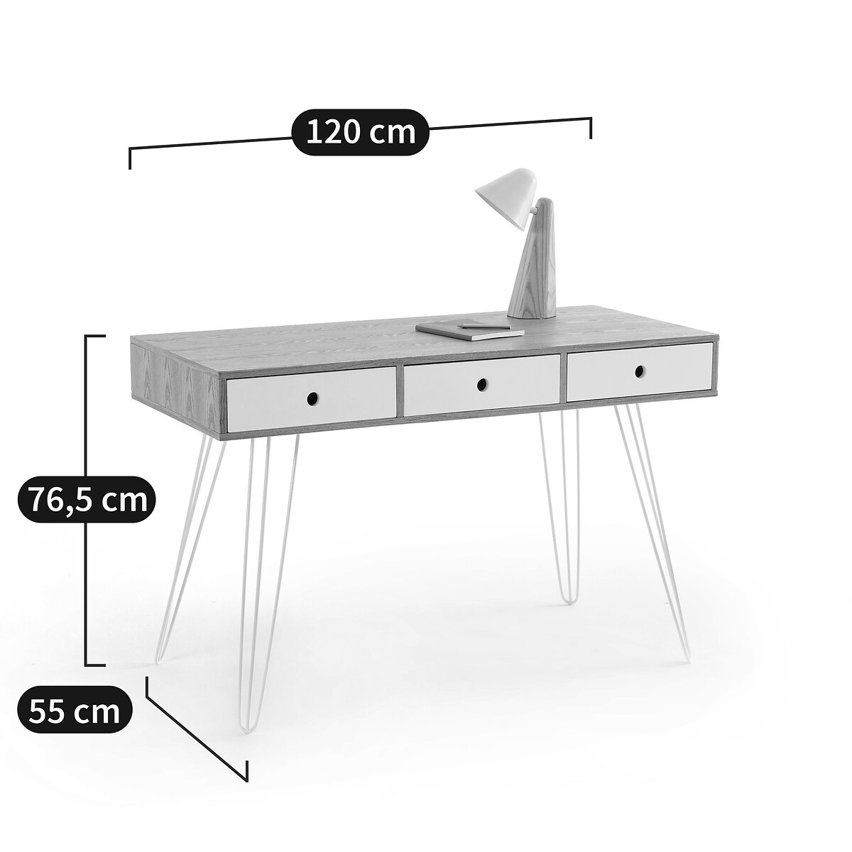 LA REDOUTE INTERIORS<br>Escrivaninha com 3 gavetas Watford