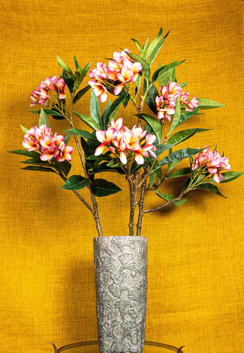 Ptmd branche artificielles plumeria - 72x25x110 cm - plastique - rose