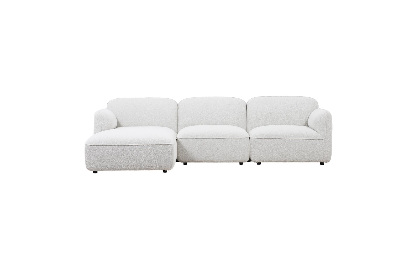 Fluff  2-seter med sjeselong venstre Tekstil Copenhagen Boucle 900 White med sorte ben