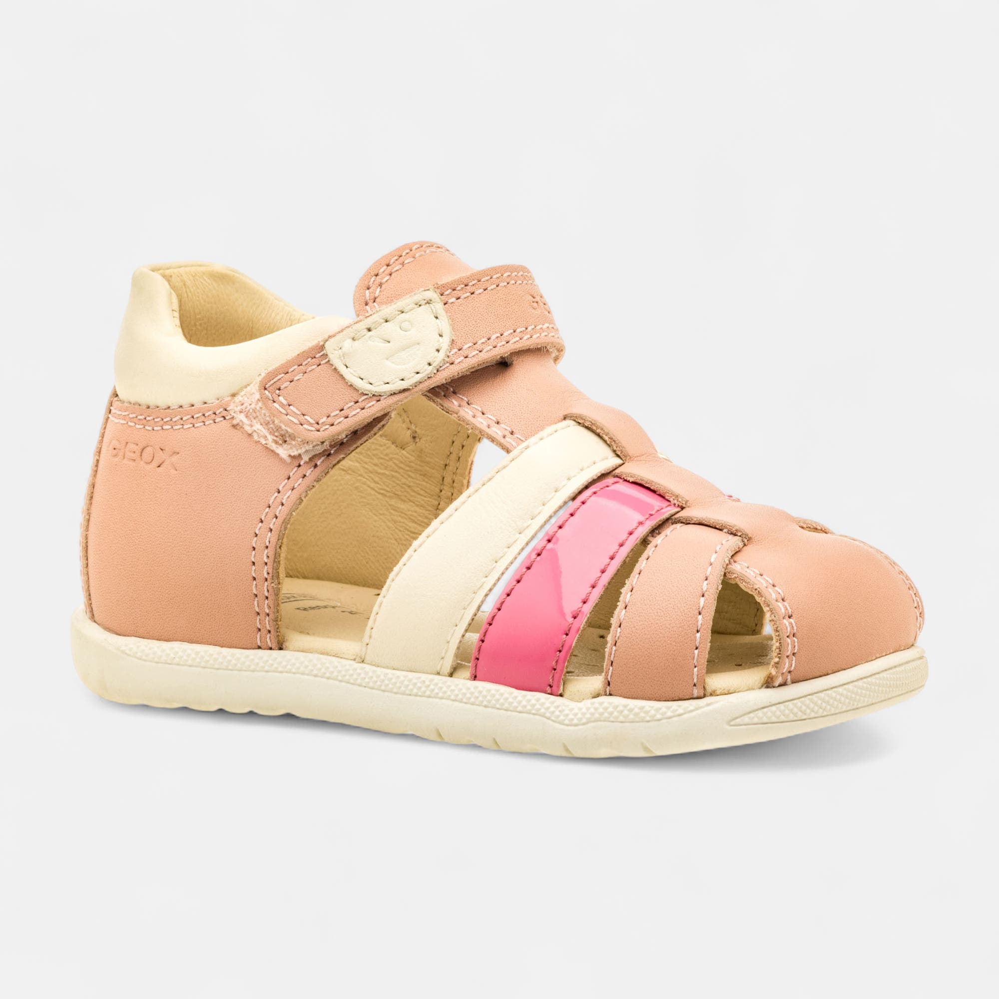 Nu-pieds Bébé fille en cuir rose