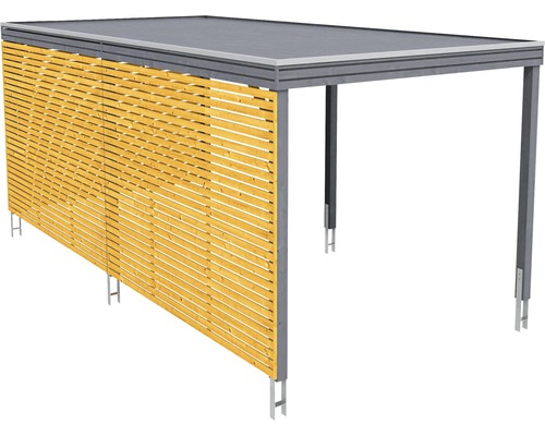 SKAN HOLZ enkele carport, kubusvorm met zij- en achterwanden, 294x574 cm, grijs