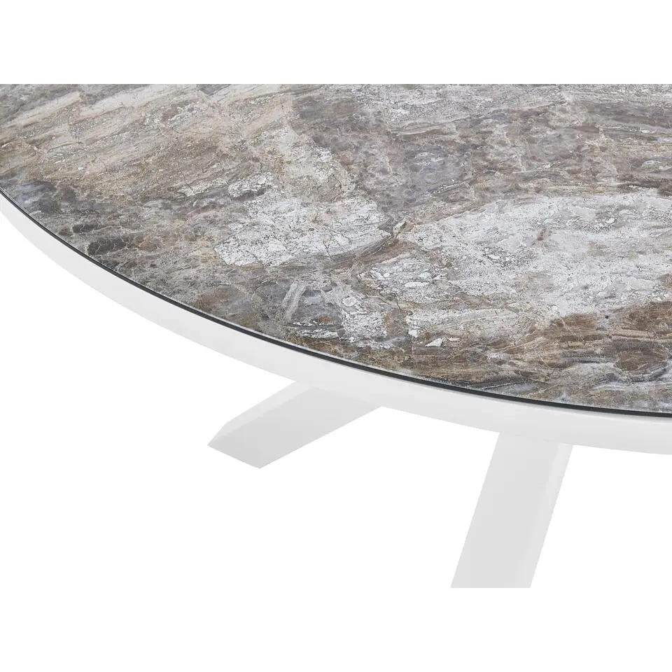 MALETTO - Tuintafel - Wit/Marmer effect - ⌀ 120 cm - Aluminium