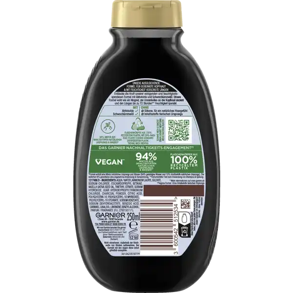 Shampoo Aktivkohle & Schwarzkümmelöl Fettige Kopfhaut & Trockene Längen
