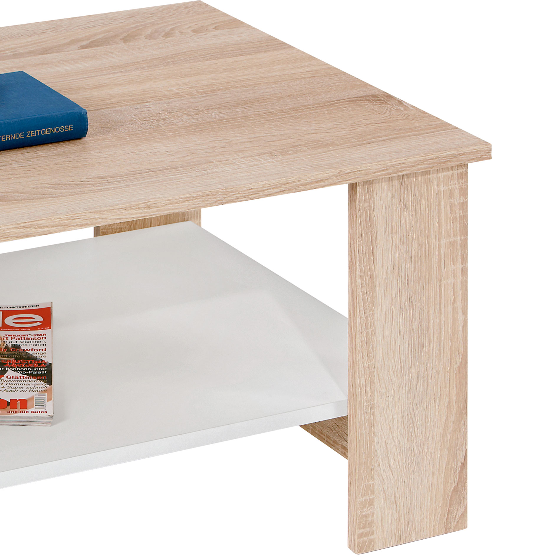 Couchtisch - Sonoma Eiche - weiß - 90 cm breit