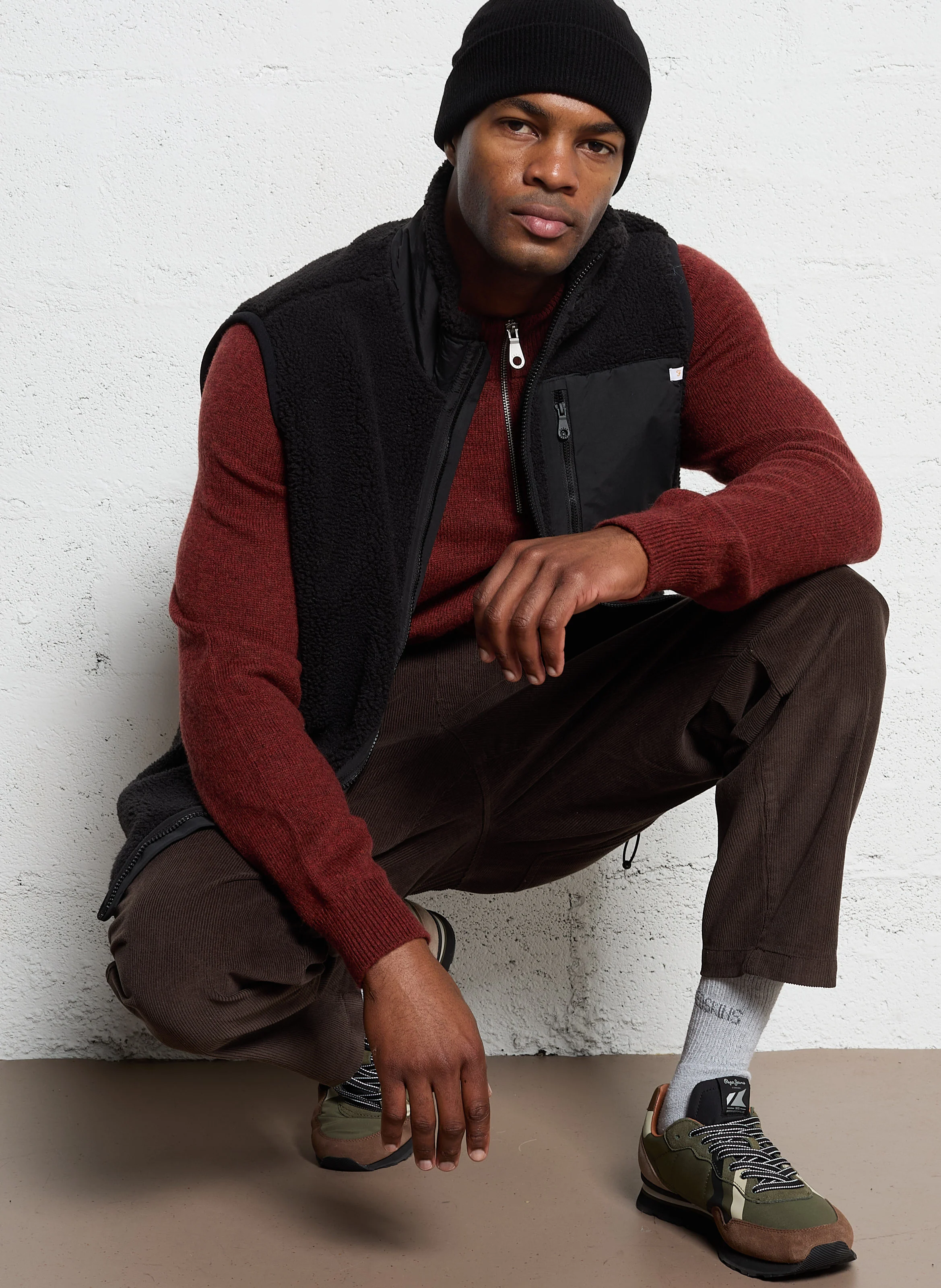 GRANT - Veste sans manches effet fourrure | Noir