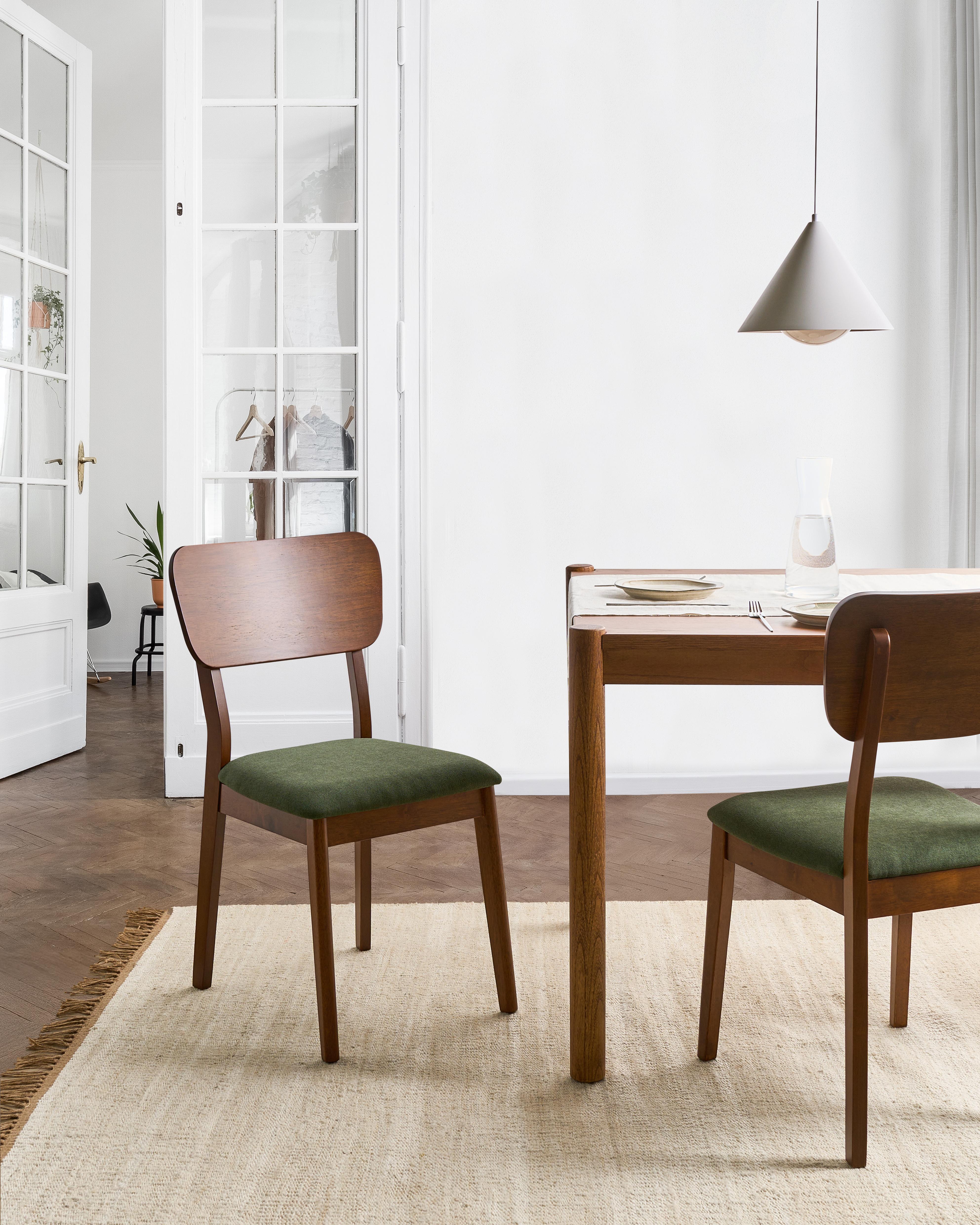 Set van 2 eetkamerstoelen MINIER Hout Groen/donkerbruin