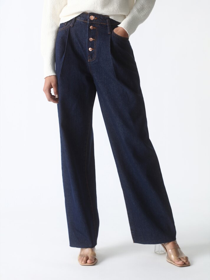 Calça jeans comprida - Azul escuro