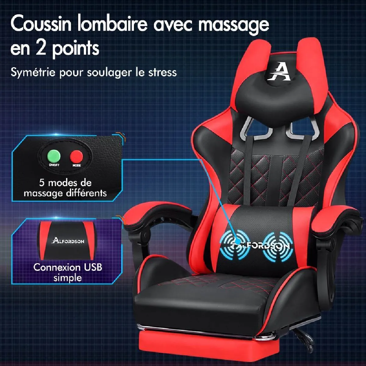 ALFORDSON Racer - Rouge/Noir