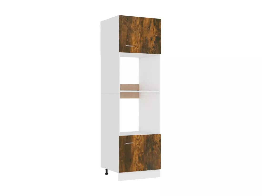 Armoire à micro-ondes Chêne fumé 60x57x207 cm Bois d'ingénierie