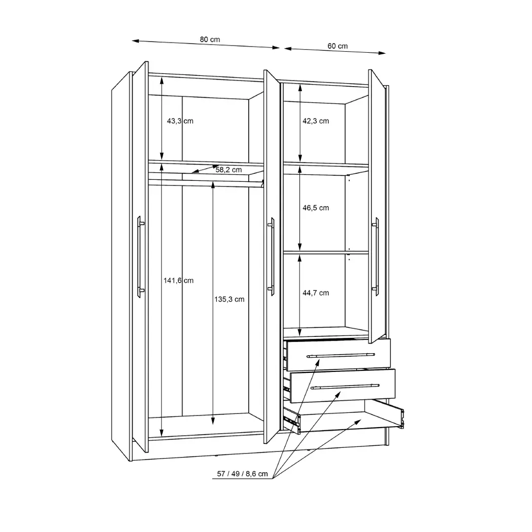 Kleiderschrank Jupiter 145 x 200 cm