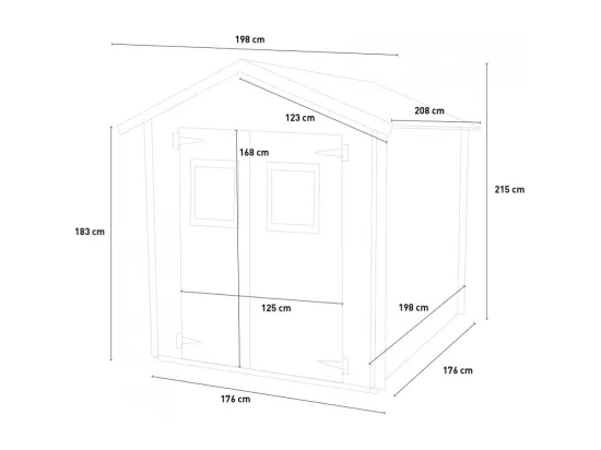 Abri de jardin double porte en bois pour les outils 198x198 MaxiTool