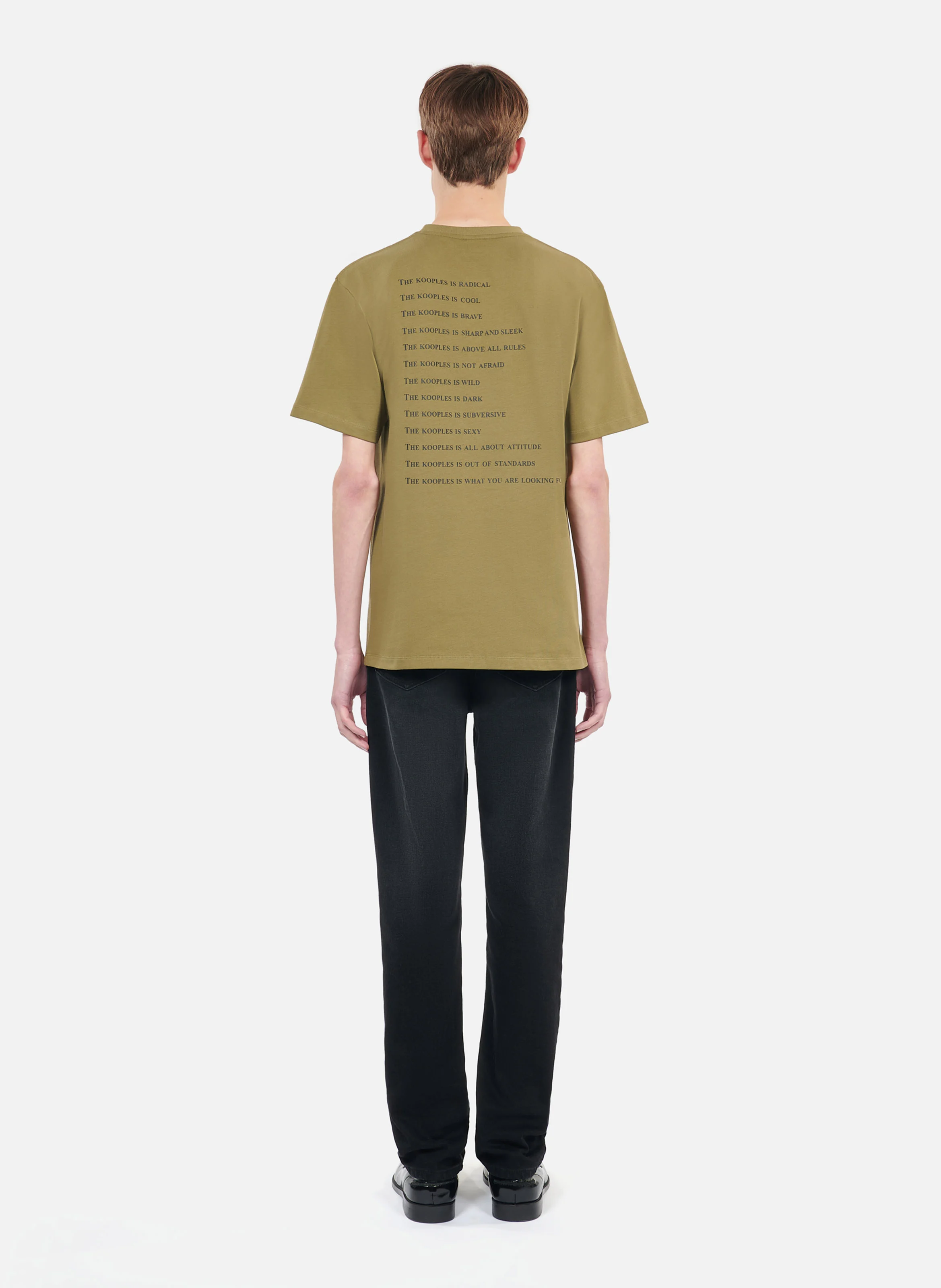 Tee-shirt col rond droit en coton sérigraphié | Vert
