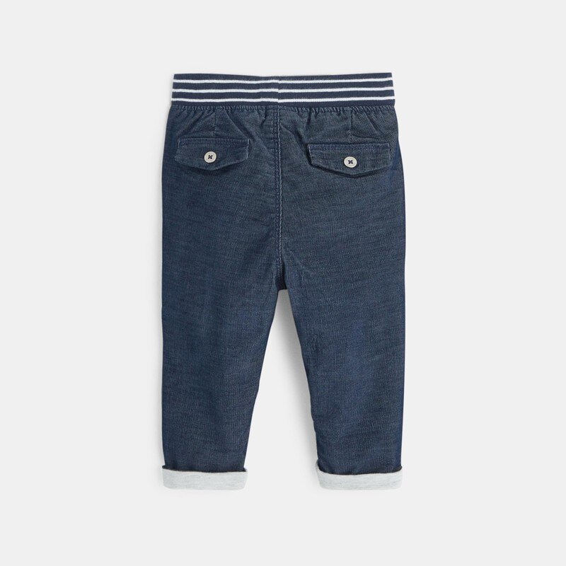 Pantalon velours milleraie taille élastiquée bleu bébé garçon Bleu