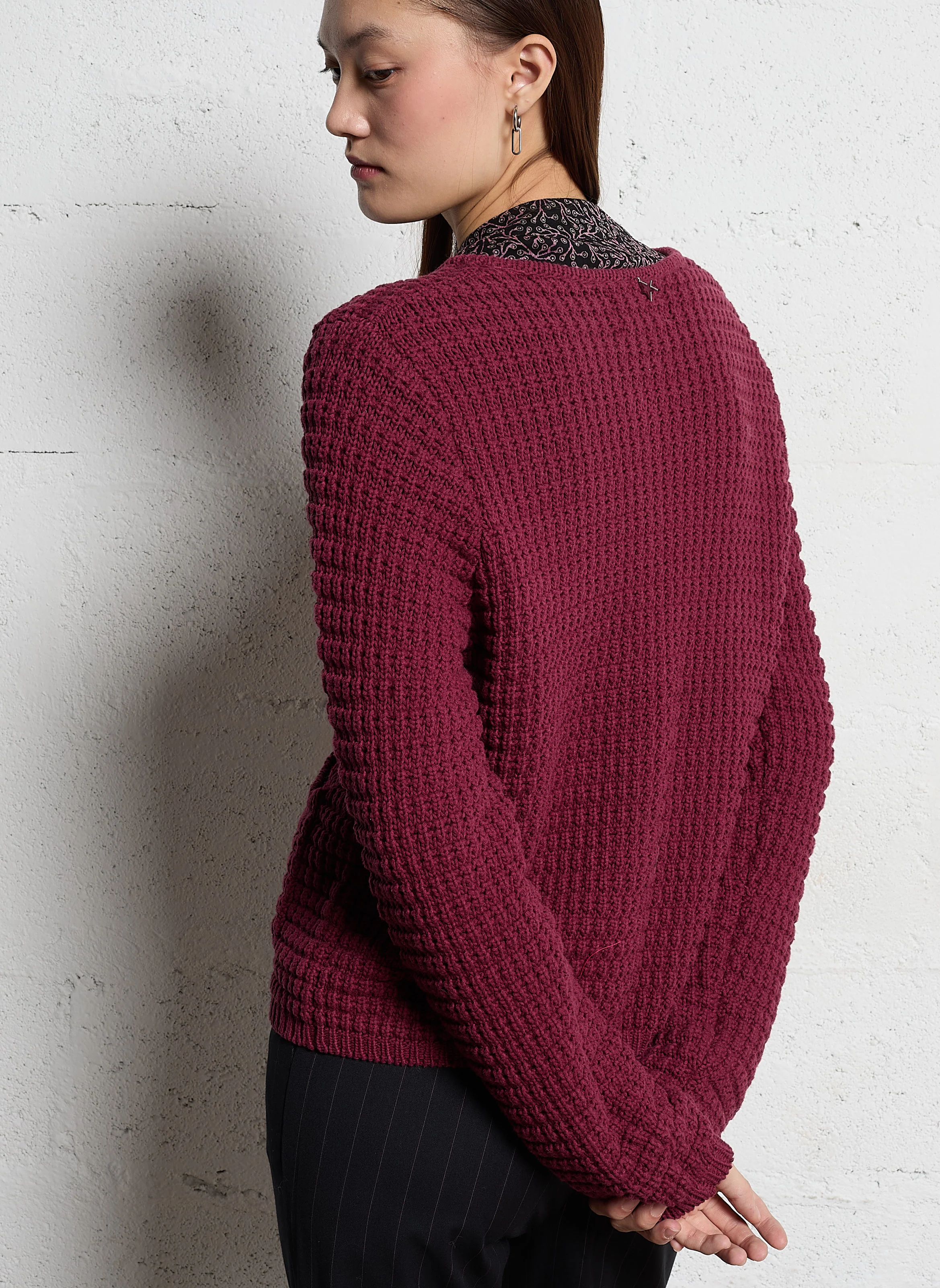GILARY - Gilet droit à boutons bijoux en coton mélangé | Violet