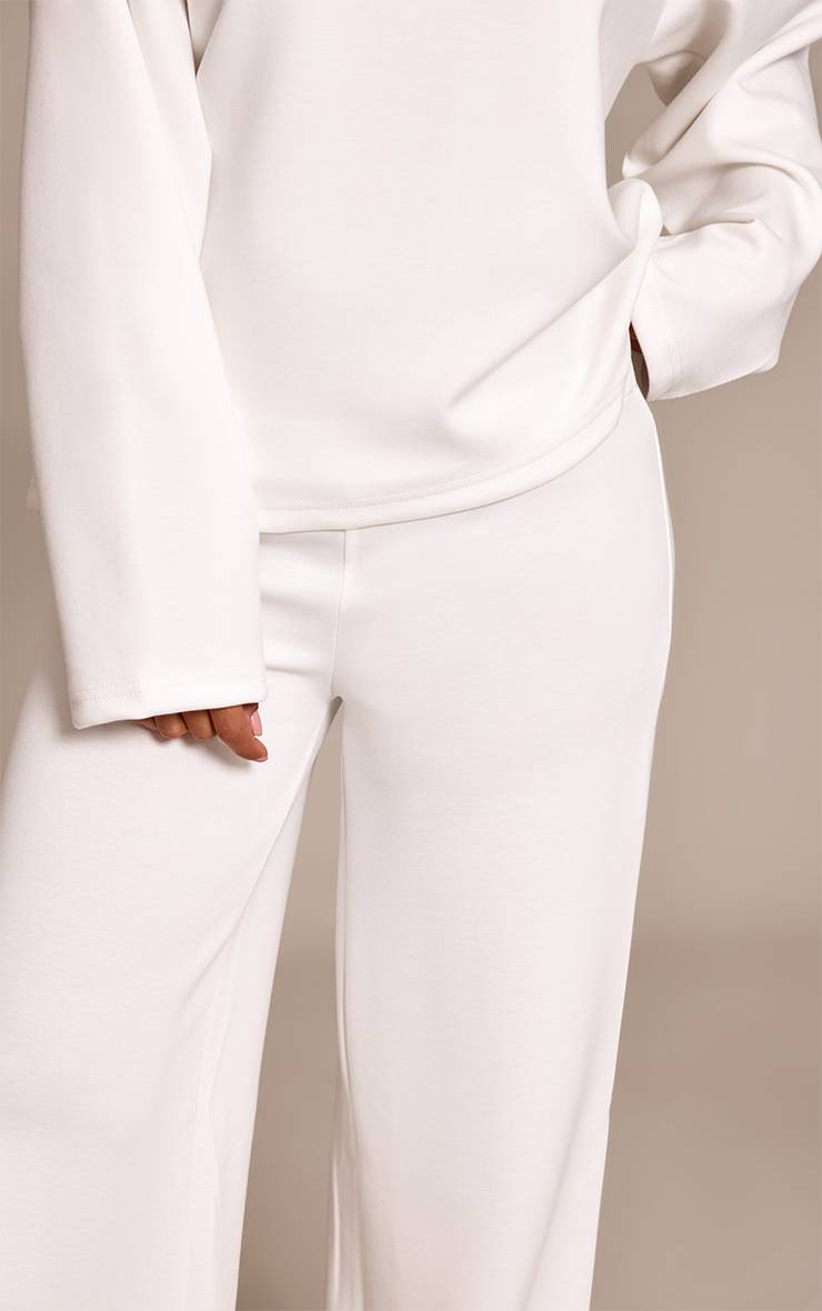 Ecru Pantalon Large Taille Élastiquée En Modal Petite