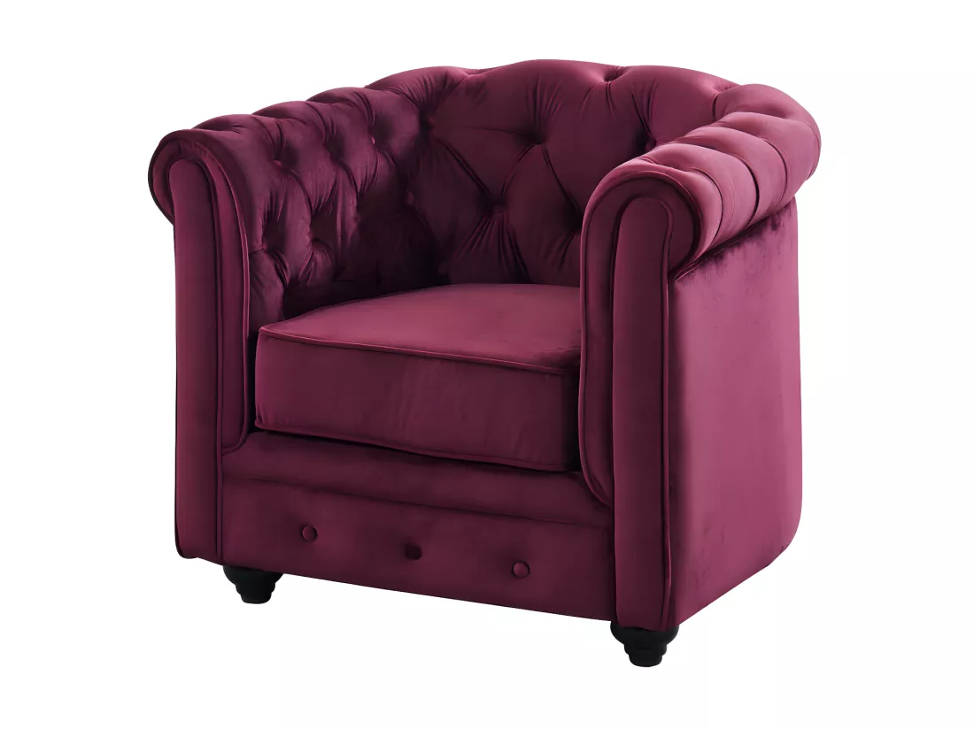 Fauteuil CHESTERFIELD - Velours pourpre