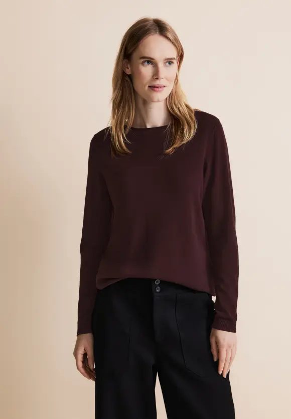 Basic Feinstrickpullover - plummy wine