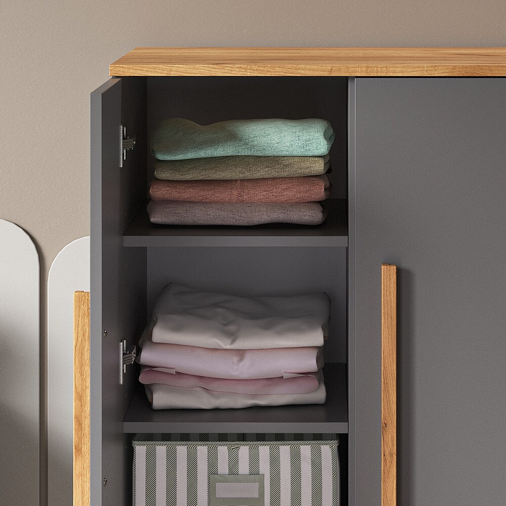 VitaliSpa Kleiderschrank Malia 120x70cm grau, Schrank für Kinderzimmer, 4 Fächer