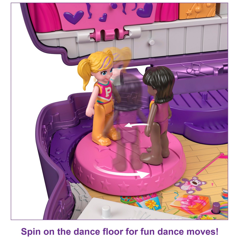 Polly Pocket Glitzer-Bühnenschleifen-Kompaktset mit Mikropuppen und Zubehör