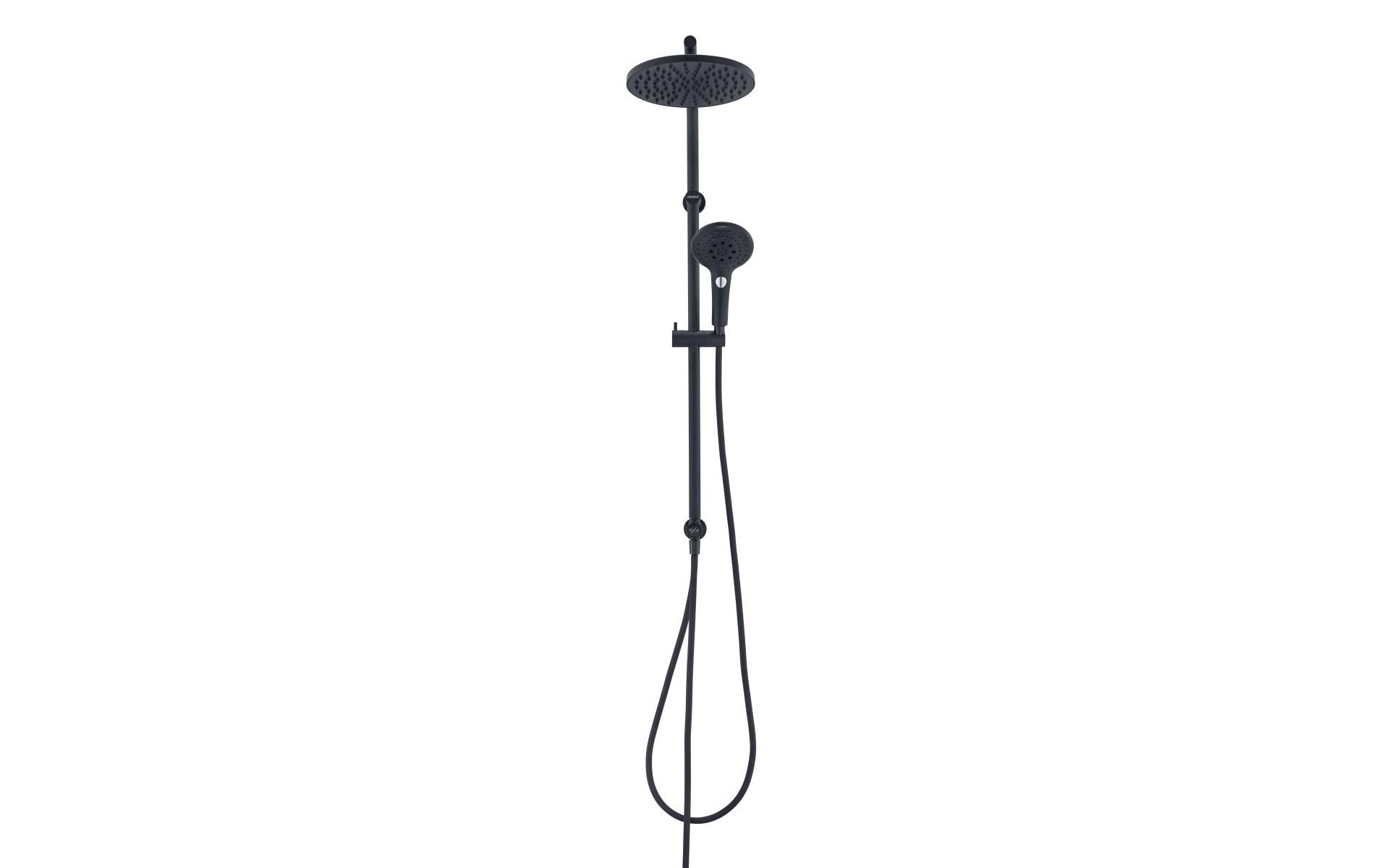 Duschsystem Wakuda Push, Schwarz matt<br>Duschsystem für Duschen und Badewannen