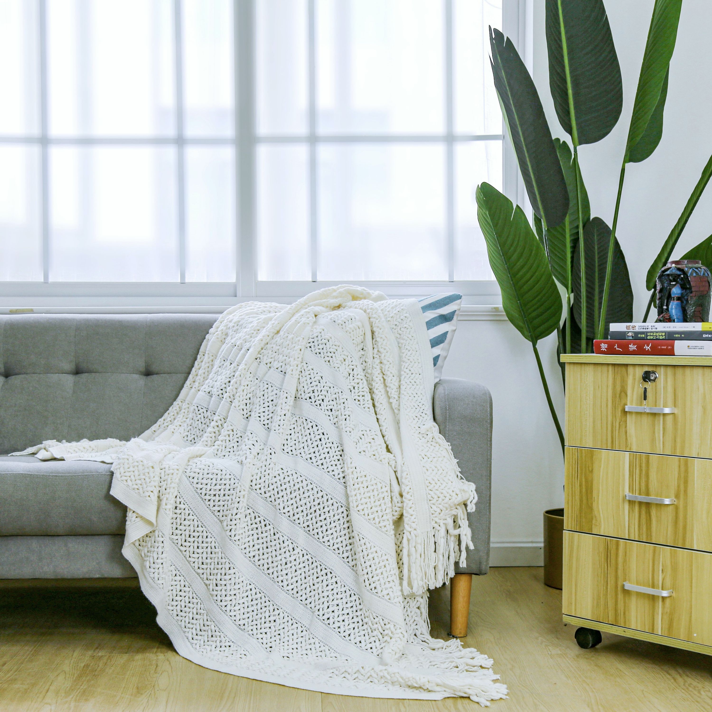 Kuscheldecke DREW 130 x 170 cm weiss