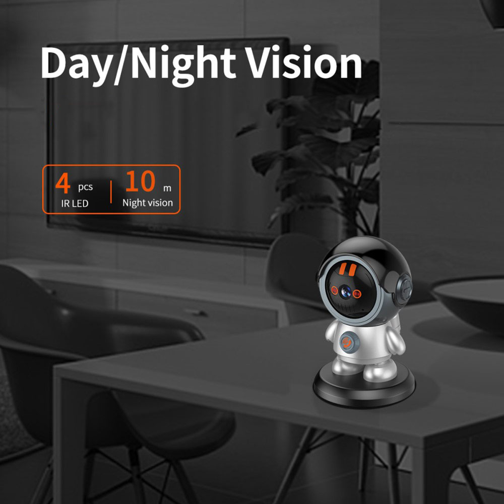(3MP) 355° / 60° WiFi Internet IP Kamera Roboter IR Nachtsichtfunktion / Bewegungserkennung / 2-Wege Audio (iOS/Android)