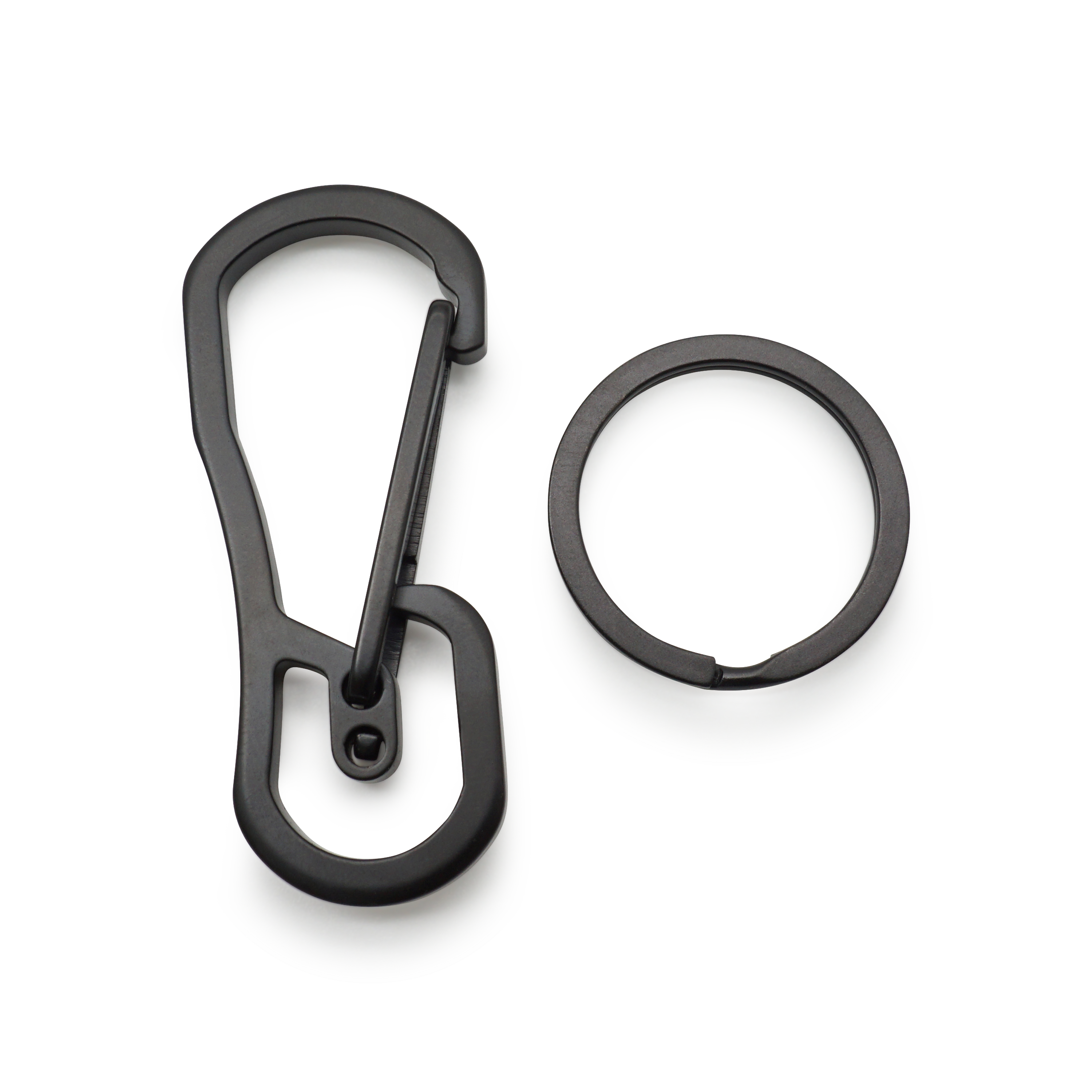 Edelstahl Karabiner Schlüsselanhänger Zubehör Halter mit Spaltring - Schwarz