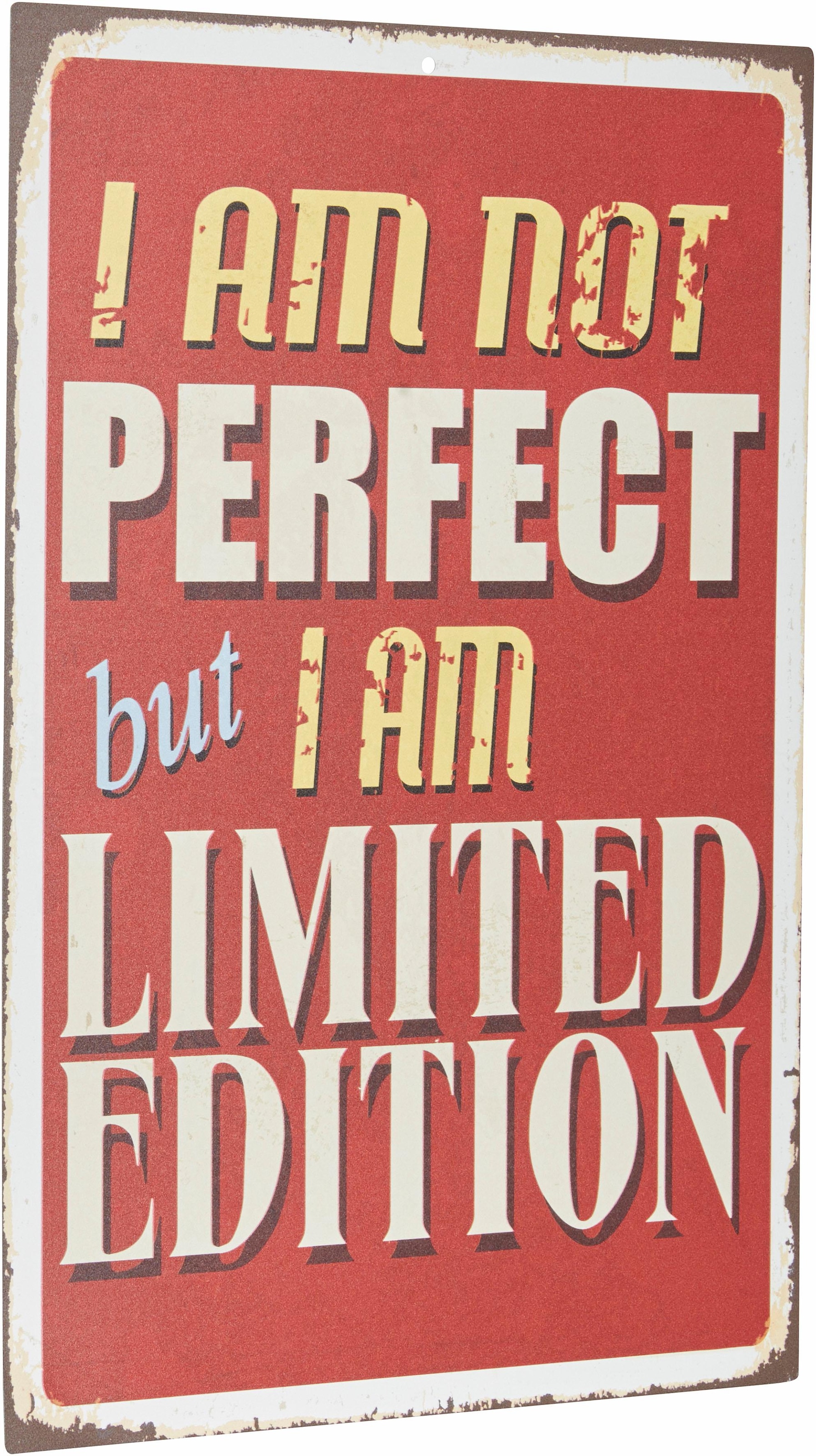 Home affaire Metallbild »I am not perfect …« Schriftzug | Schriftzüge Spruch, Stahlschild, Blechschild, Not perfect