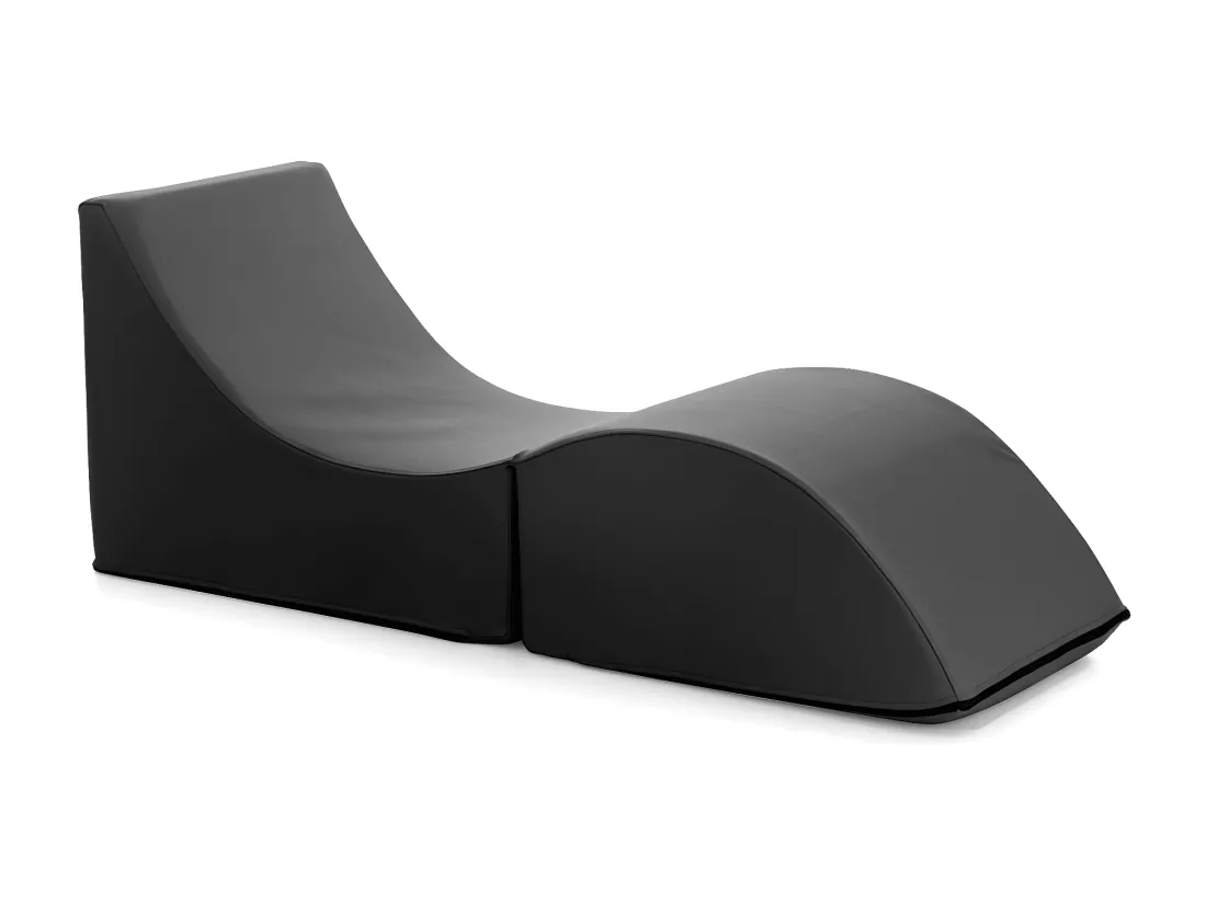 Lit pliant Dabaz, Pouf transformable en lit simple, Méridienne en éco-cuir, 100% Made in Italy, 130x50h50 cm, Noir
