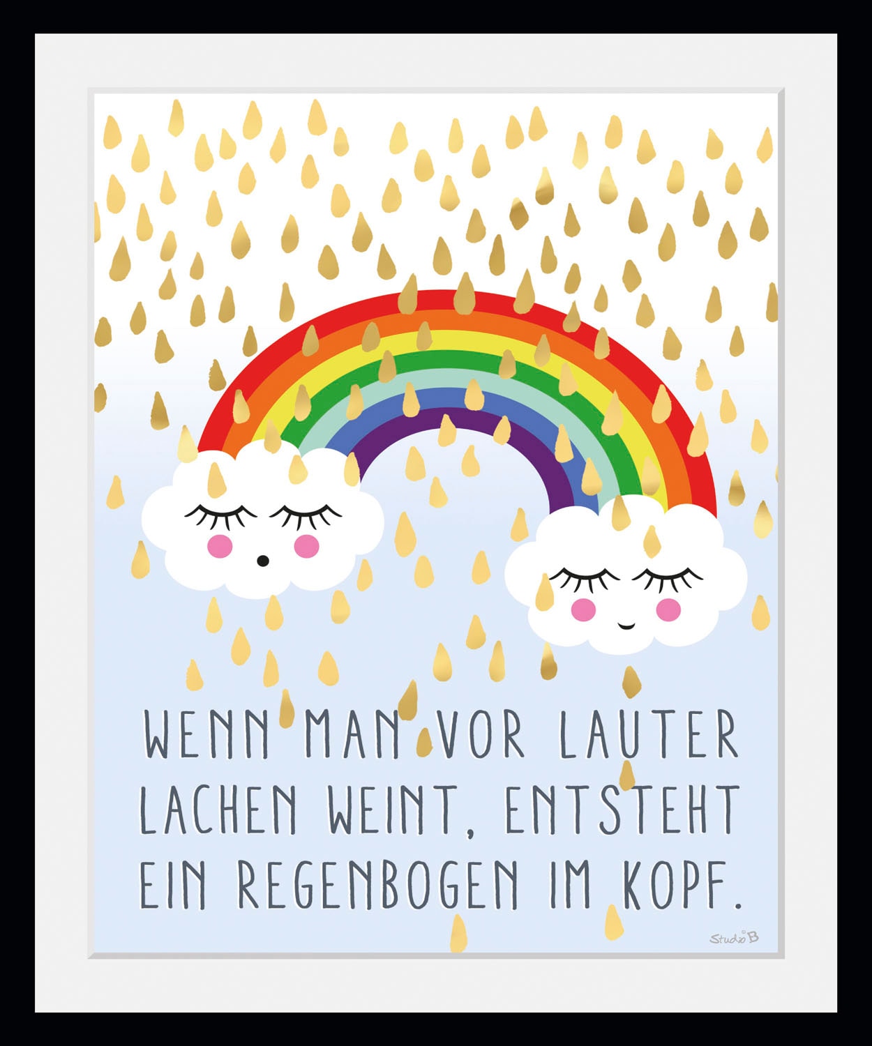 queence Bild »Regenbogen im Kopf« Gesicht | Himmel | Motivationsbilder | Regenbogen | Sprüche & Texte | Wolken 1 Stk. tlg. HD Premium Poster-Druck inkl. Holzrahmen