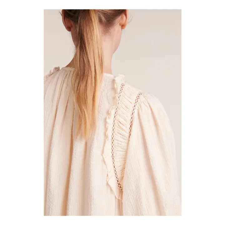 BELLEPIECE Robe Dolores Rayures Dobby | Blanc