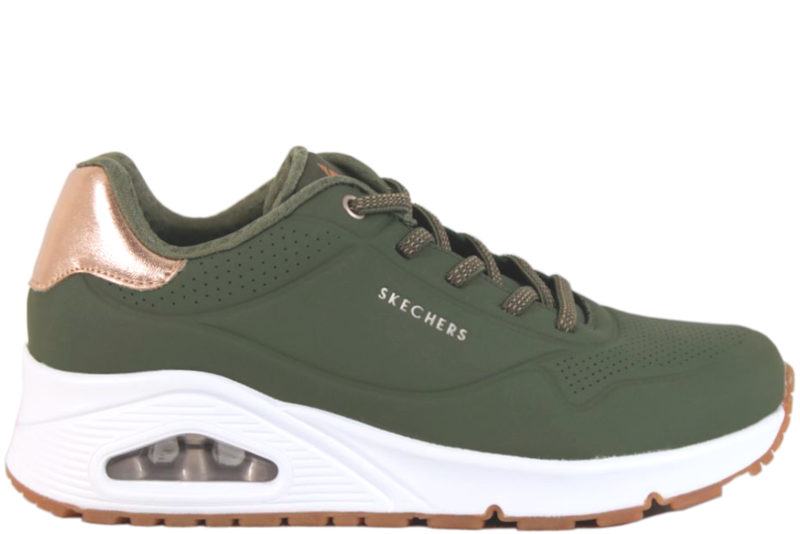 SKECHERS UNO SHIMMER AWAY OLIVENGRØN SNEAKERS