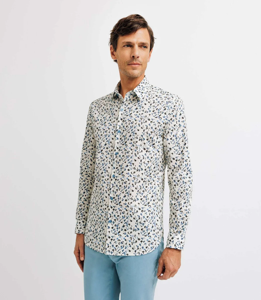 Chemise imprimée écrue