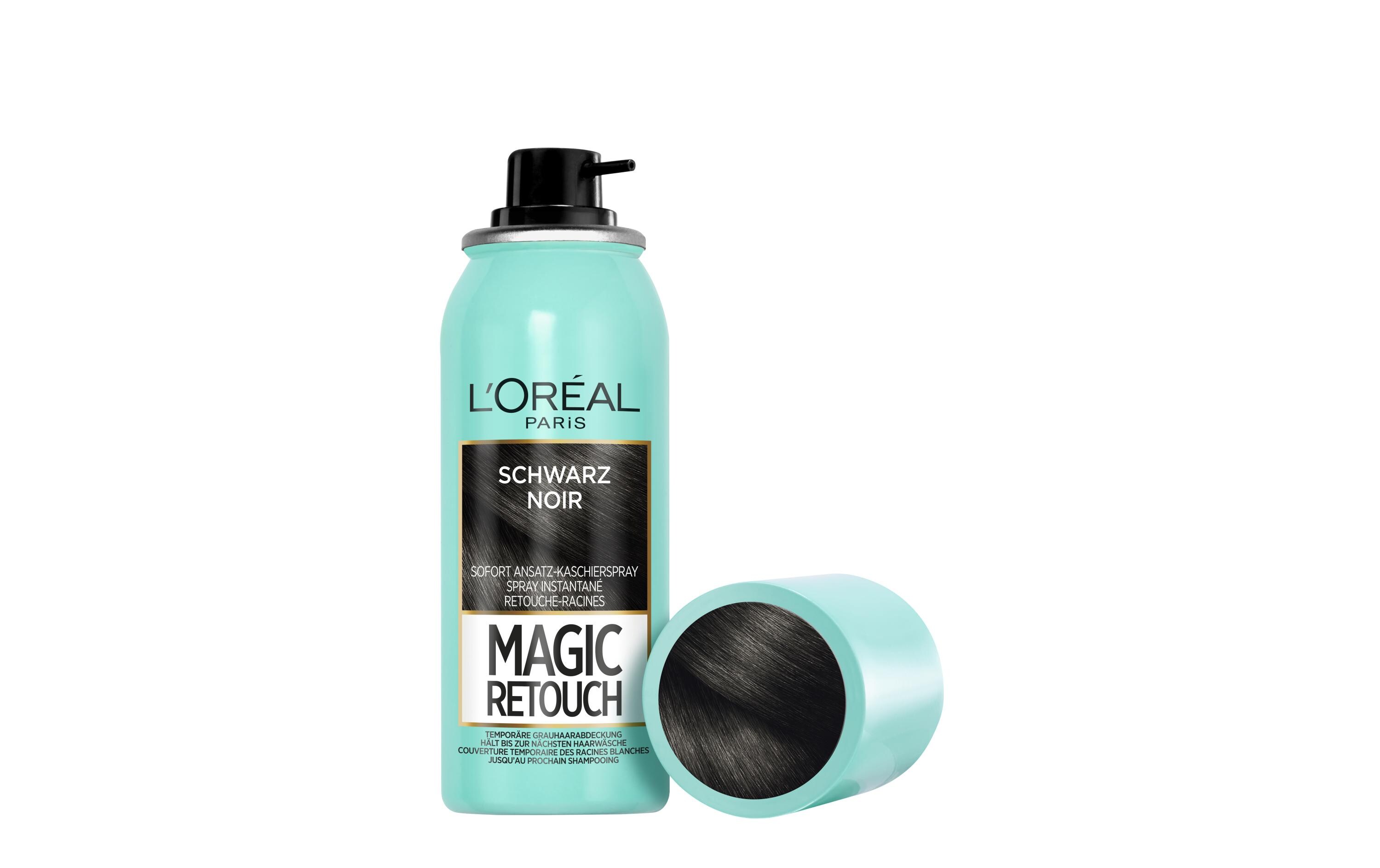 Haaransatz-Spray Magic Retouch SchwarzKaschiert den grauen Haaransatz in nur 3 Sekunden