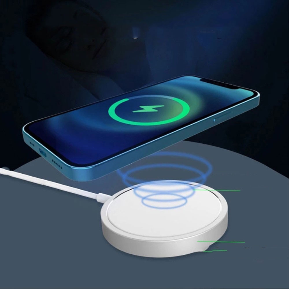(1m) 15W USB C auf MagSafe Ladegerät Magnetischer Wireless Charger - Weiss