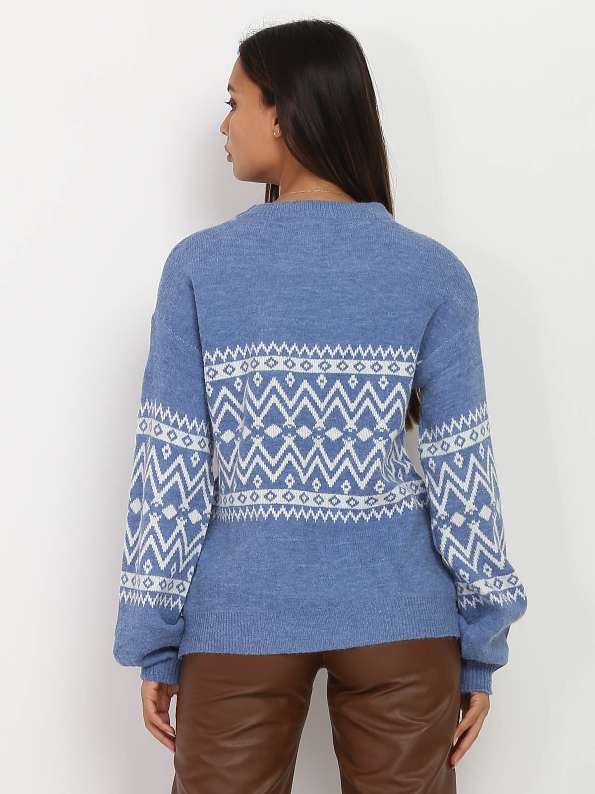 Pull jacquard- Bleu clair