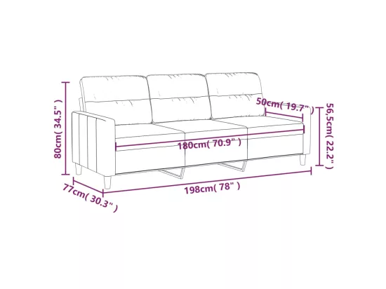 Canapé à 3 places Gris clair 180 cm Tissu