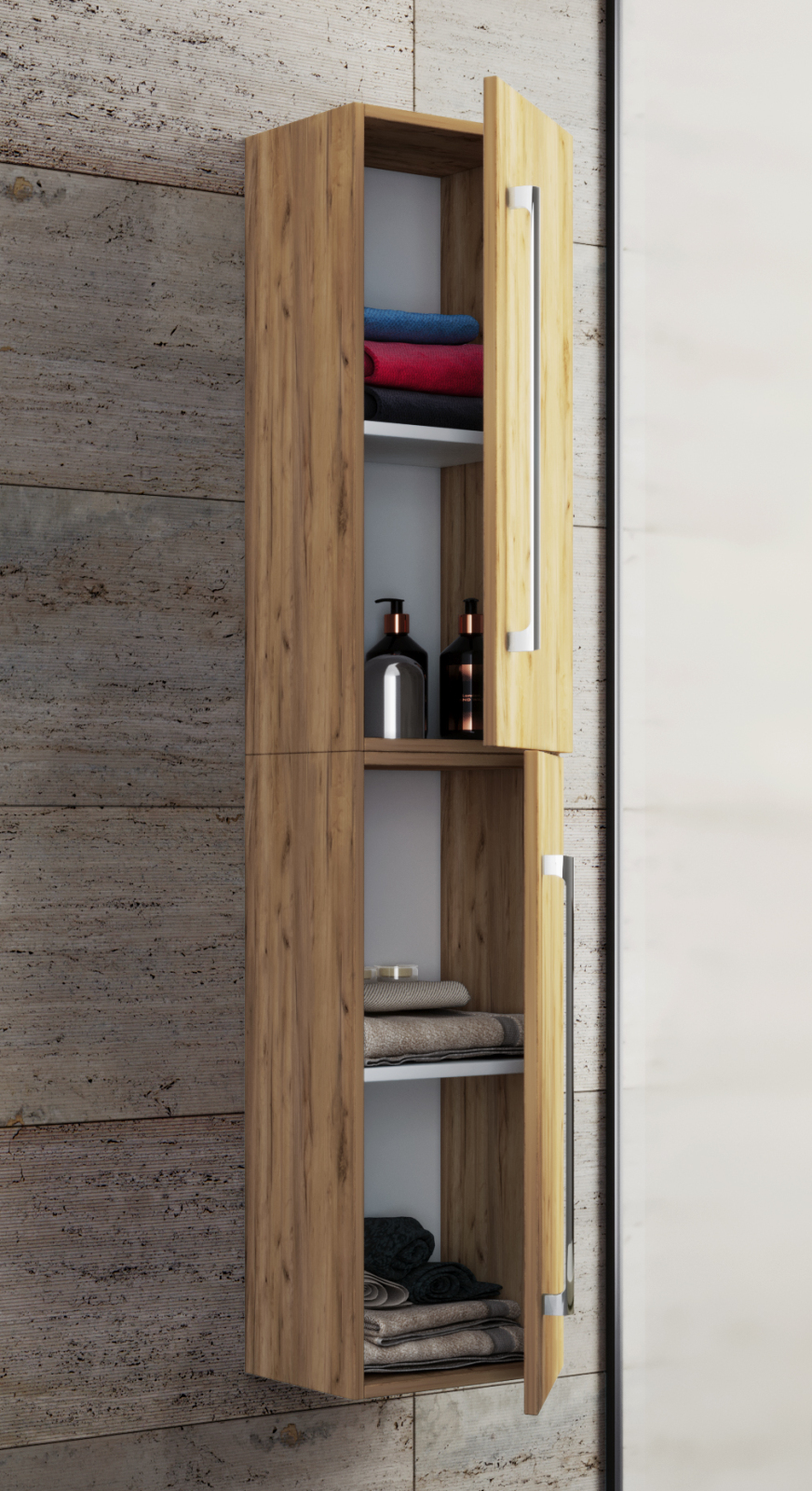 Hochschrank BADINOS 2 - Honig Eiche - 150 cm