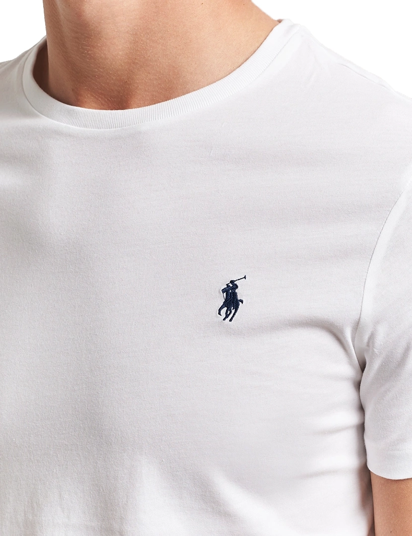 White Slim Fit T-Shirt Blue Logo